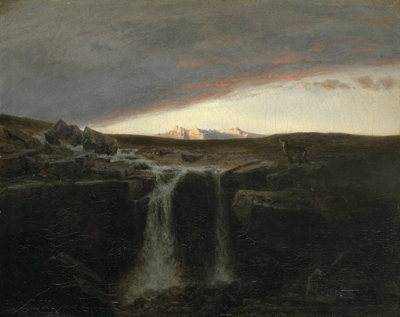 Paisagem de montanha com uma cachoeira - Arnold Böcklin