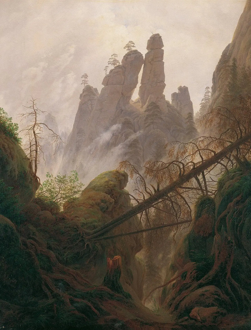 Paisagem rochosa nas Elbsandsteingebirge - Caspar David Friedrich