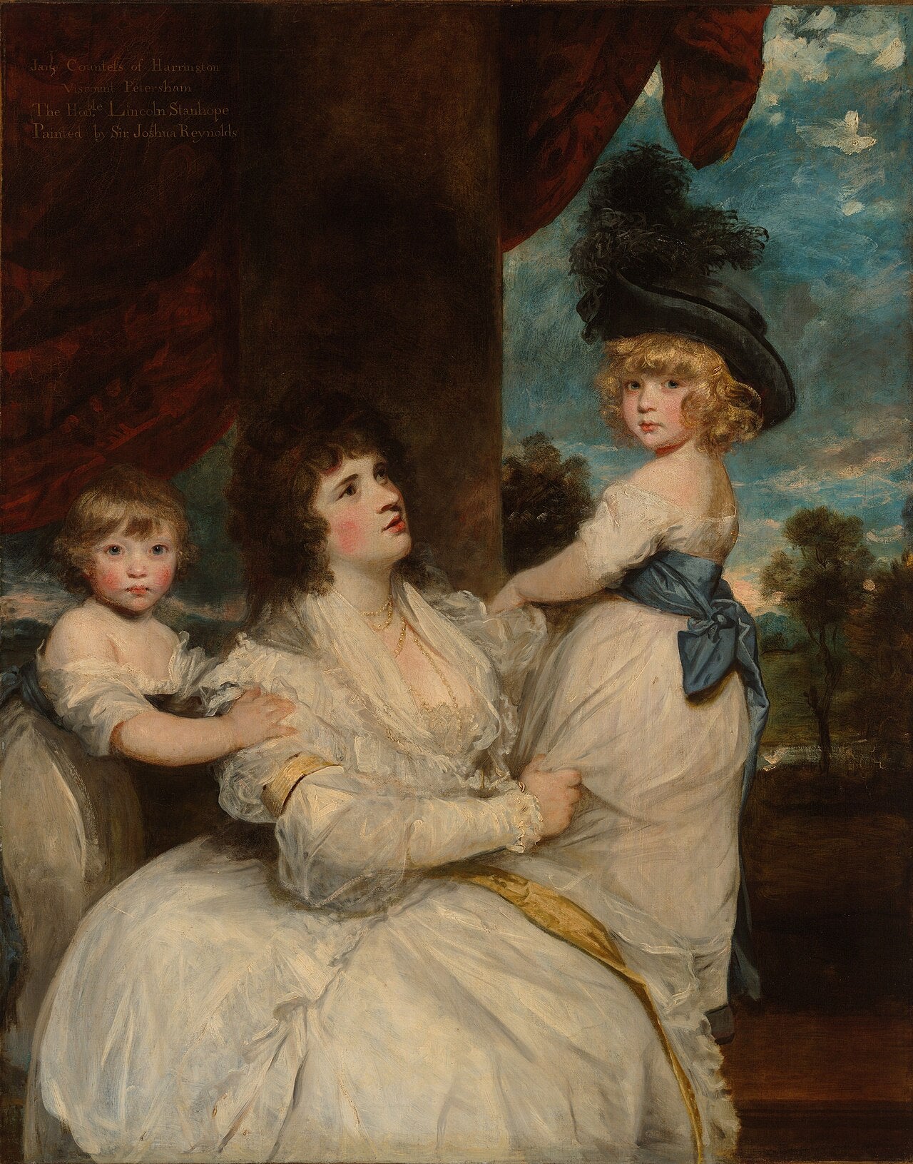 Portrait de Jane, comtesse de Harrington, avec ses fils, le vicomte Petersham et l'honorable Lincoln Stanhope - Joshua Reynolds