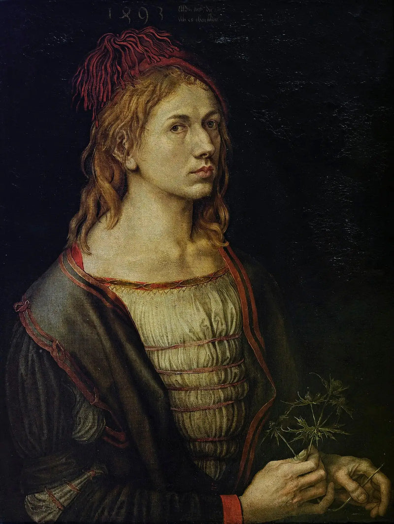 Retrato do artista inquilino um cardo - Albrecht Dürer