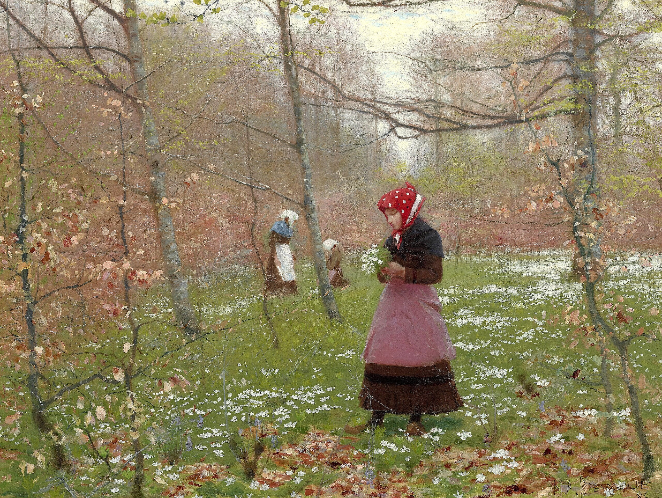 Printemps. Les premières anémones. - H. A. Brendekilde