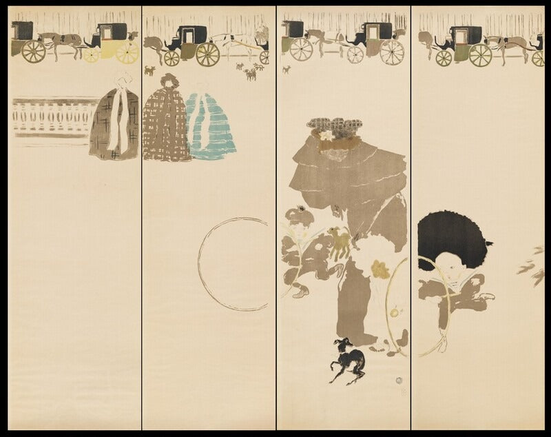 Reproduction du tableau « Promenade des Nounous, Frise des Fiacres - Pierre Bonnard » par Alpha Reproduction en peinture à l’huile