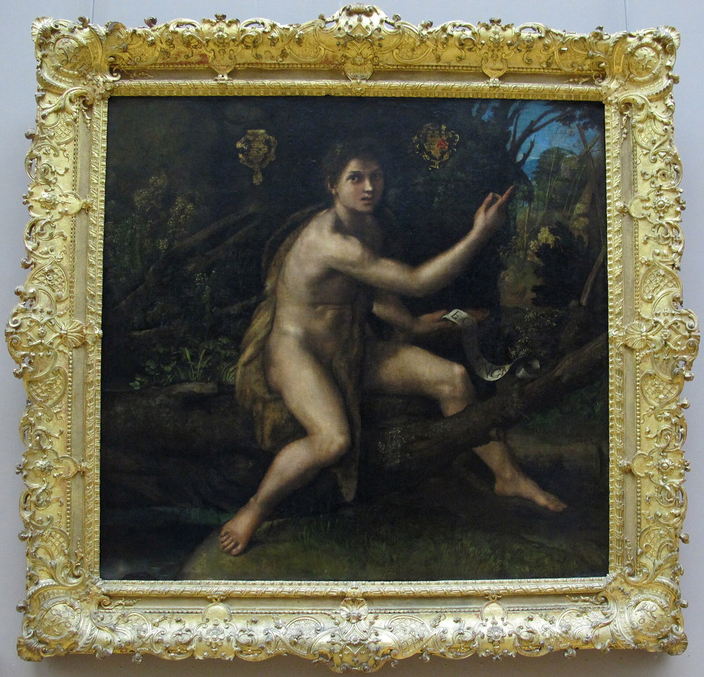 São João Batista no deserto apontando para a cruz da Paixão - Rafael Sanzio