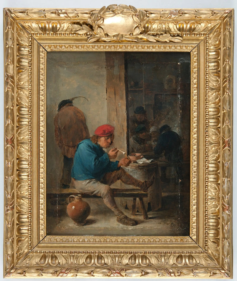 Cena de taberna com fumantes - David Teniers Júnior
