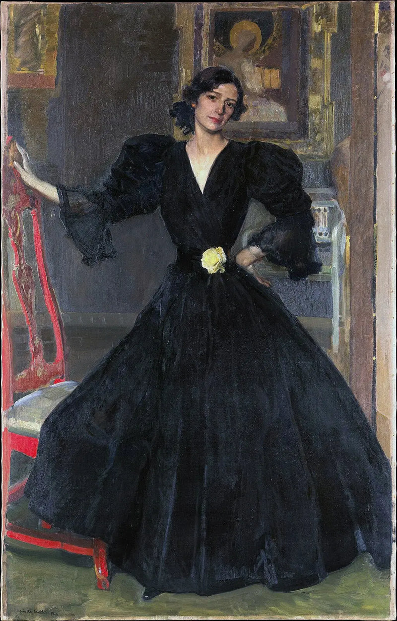 Senhora de Sorolla (Clotilde García del Castillo, 1865-1929) em preto - Joaquín Sorolla