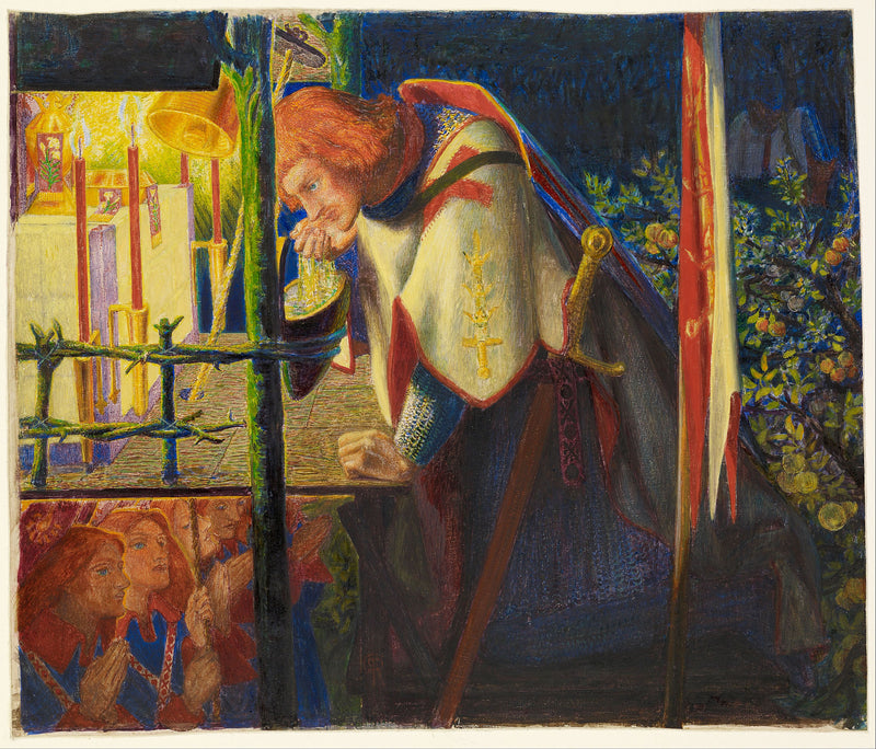 Sir Galahad na capela em ruínas - Dante Gabriel Rossetti