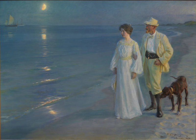 Noite de verão na praia de Skagen – o artista e sua esposa - Peder Severin Krøyer