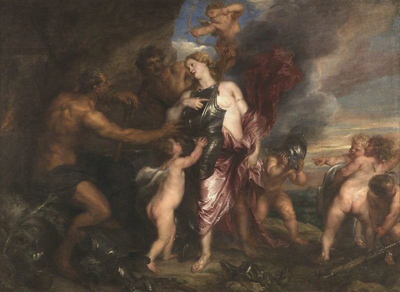 Tétis recebe a nova armadura de Aquiles na forja de Vulcano - Antoine van Dyck