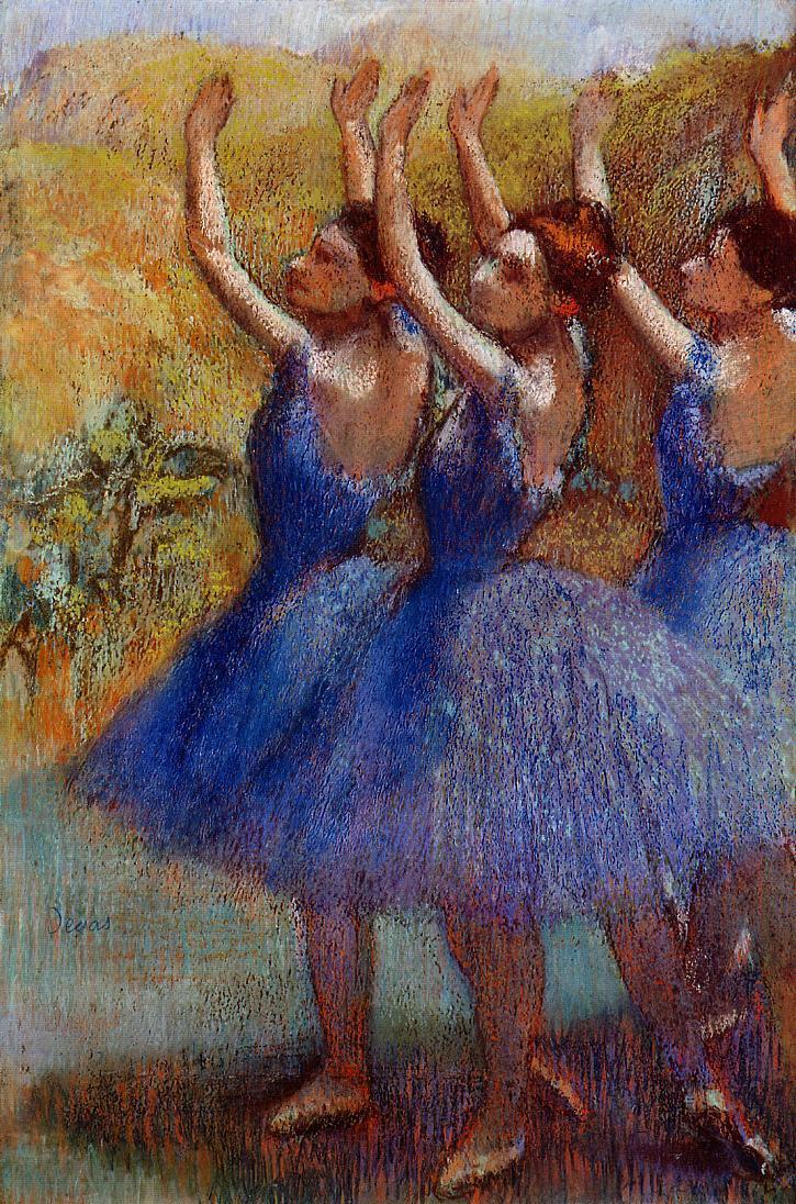 Três dançarinas em tutus roxos - Edgar Degas