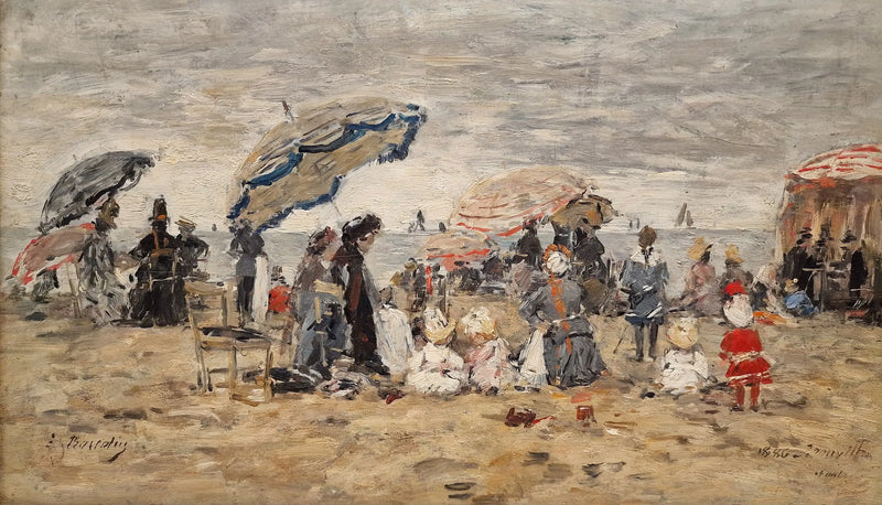 Trouville. Guarda-sóis na praia - Eugène Boudin