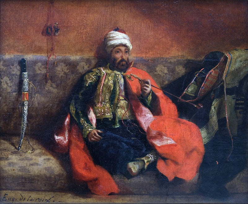 Turco fumando, sentado em um divã - Eugène Delacroix