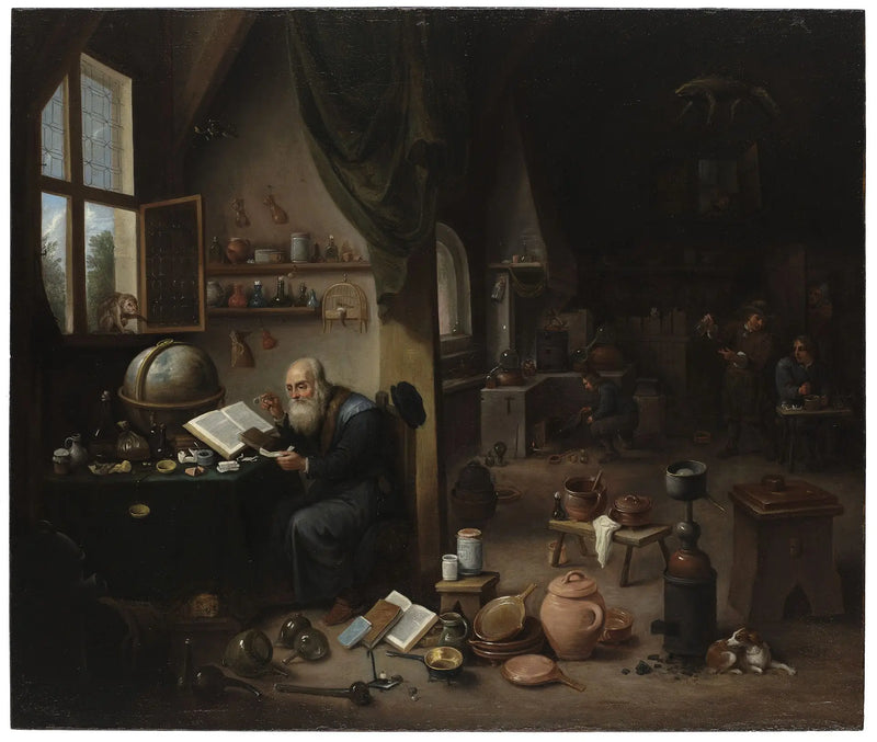 Um alquimista em seu laboratório. - David Teniers Júnior