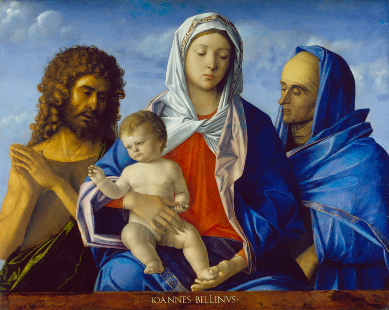 Virgem com o Menino, São João Batista e Elisabeth - Giovanni Bellini