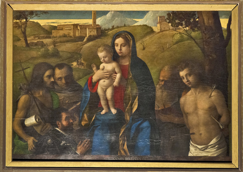Virgem com o Menino com quatro santos (João Batista, Francisco, Jérôme e Sebastien (da esquerda para a direita)) e o Doador - Giovanni Bellini