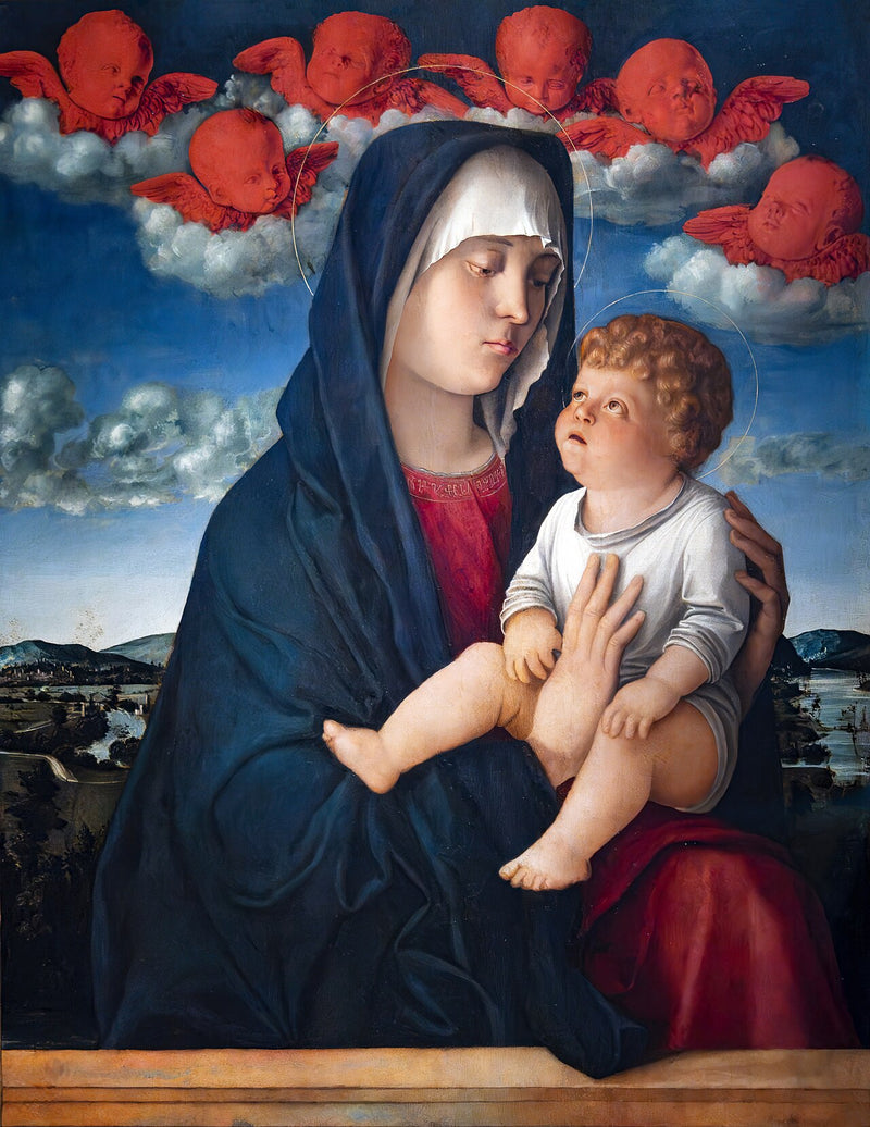 Virgem com querubins vermelhos - Giovanni Bellini