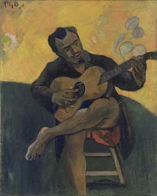 Reproduction du tableau « Le Joueur de Guitare, Portrait de Francisco Durrio - Paul Gauguin » par Alpha Reproduction en peinture à l’huile