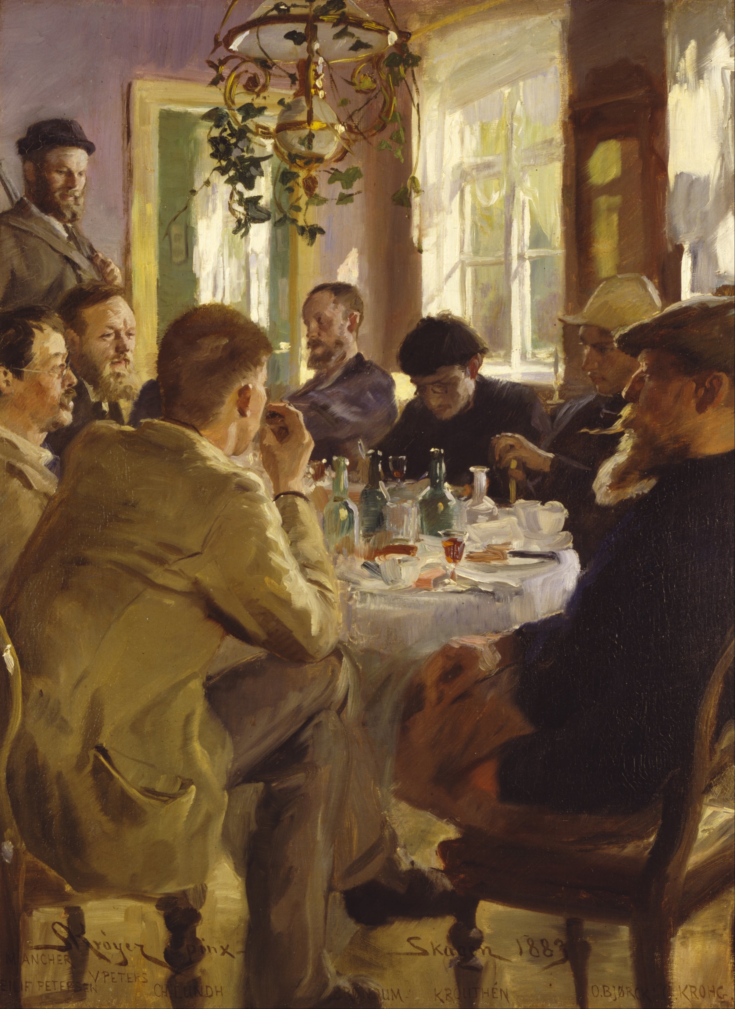 Almoço de artistas no hotel Brøndum - Peder Severin Krøyer