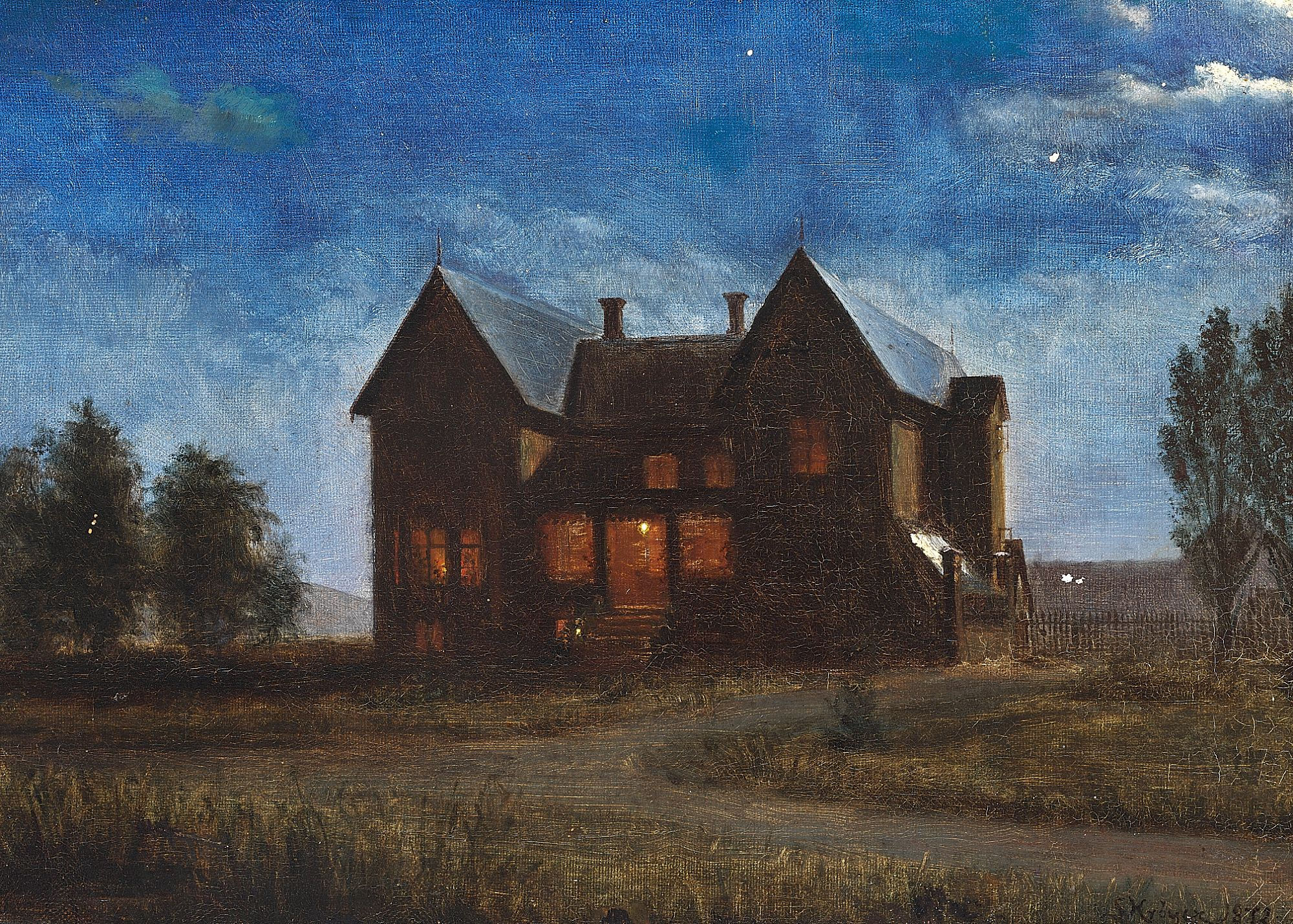 Villa par une nuit au clair de lune. - Peder Severin Krøyer