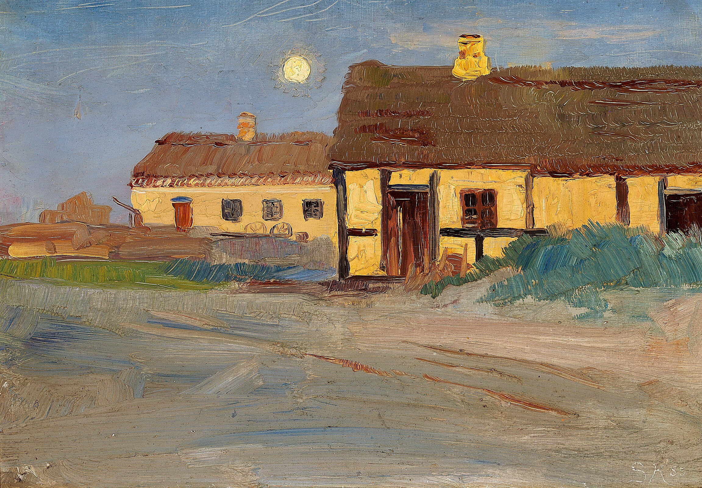 A casa de Christoffer em Skagen. Luz da lua. Vigília de verão - Peder Severin Krøyer