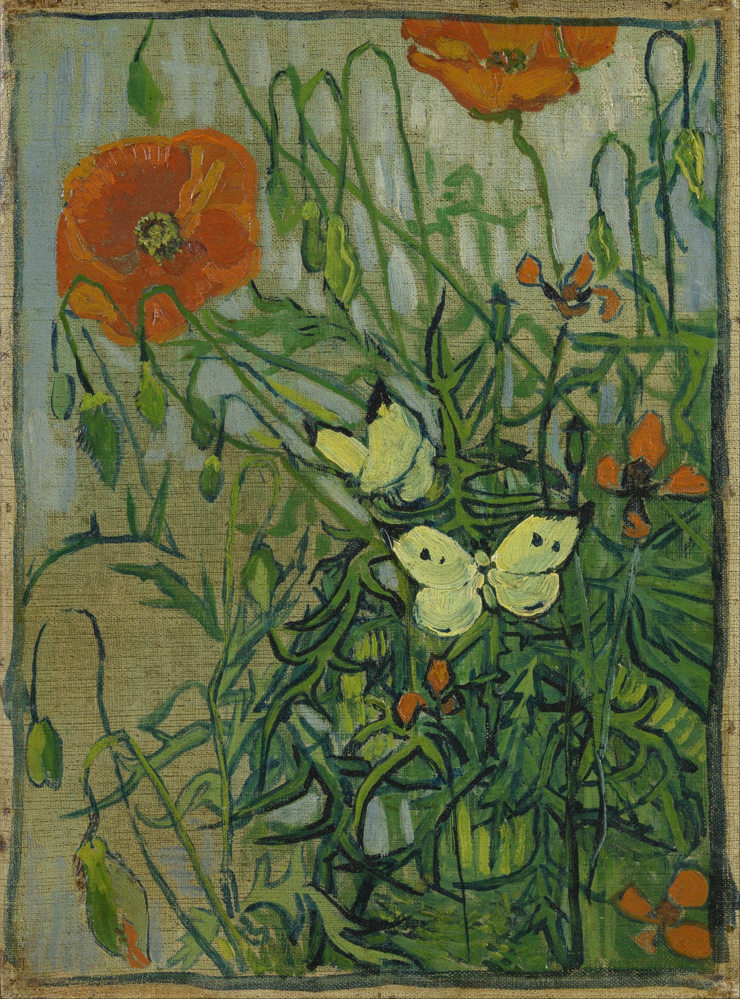 🦋 Borboletas e Papoulas – Vincent van Gogh (1890)