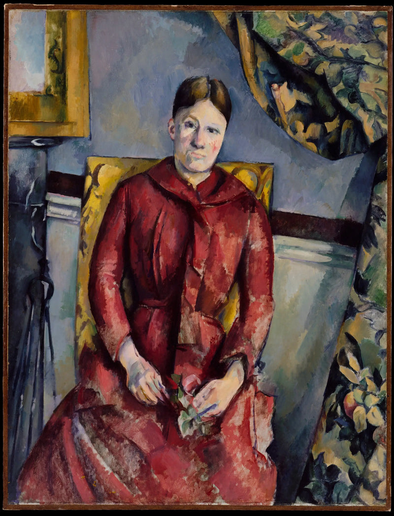 Madame Cézanne de vestido vermelho - Paul Cézanne