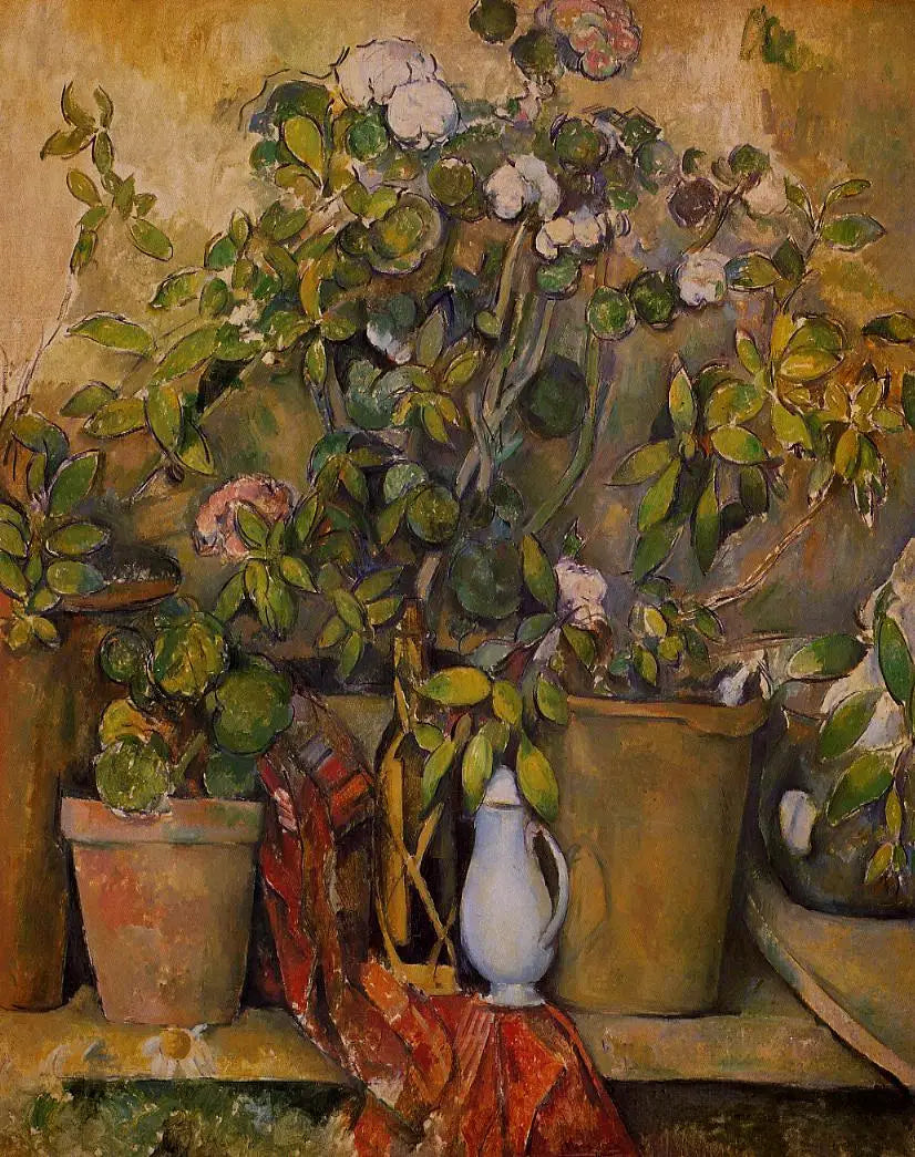 Reproduction du tableau « Pots en terre cuite et fleurs - Paul Cézanne » par Alpha Reproduction en peinture à l’huile
