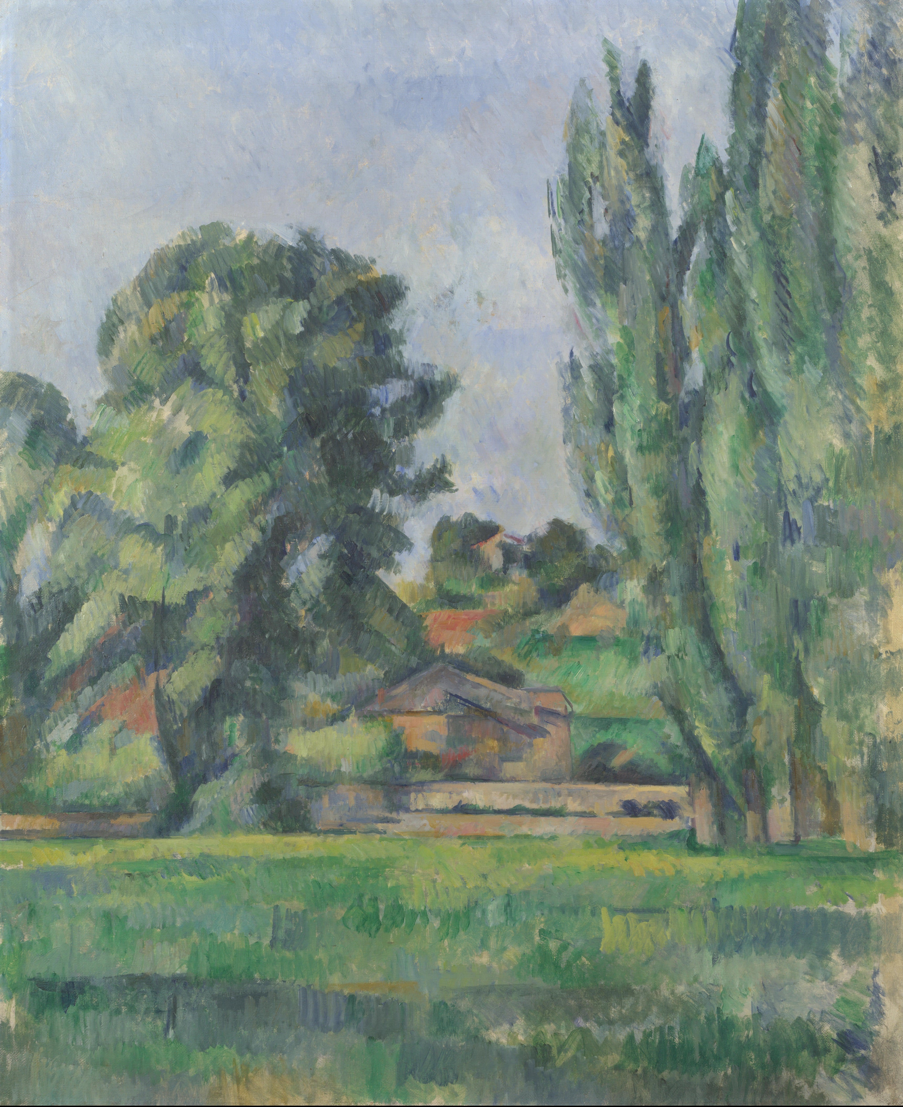 Reproduction du tableau « Paysage avec peupliers - Paul Cézanne » par Alpha Reproduction en peinture à l’huile