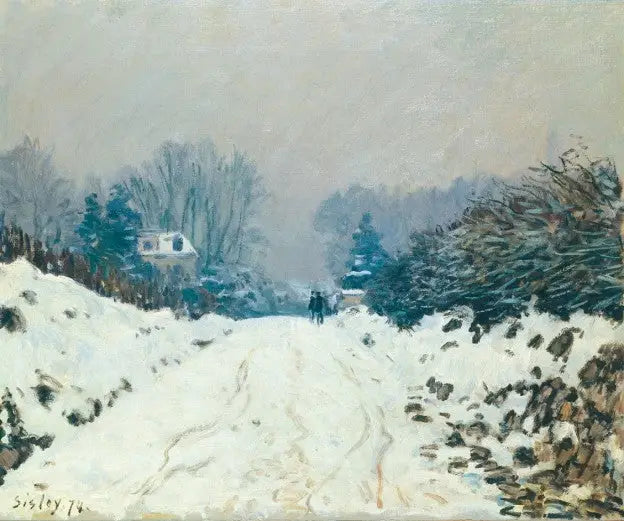Paisagem de inverno em Louveciennes - Alfred Sisley