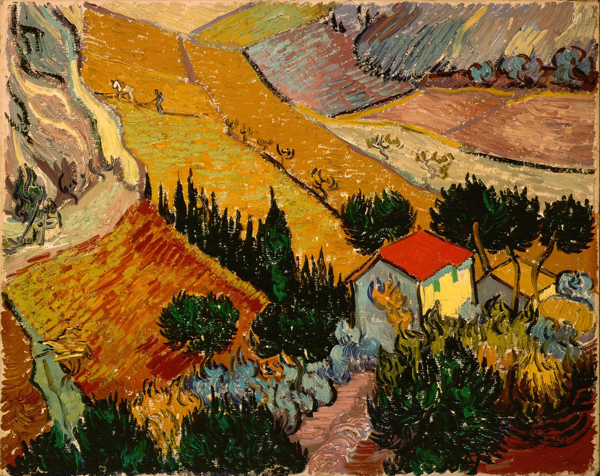 Paisagem com uma casa e um trabalhador - Vincent van Gogh