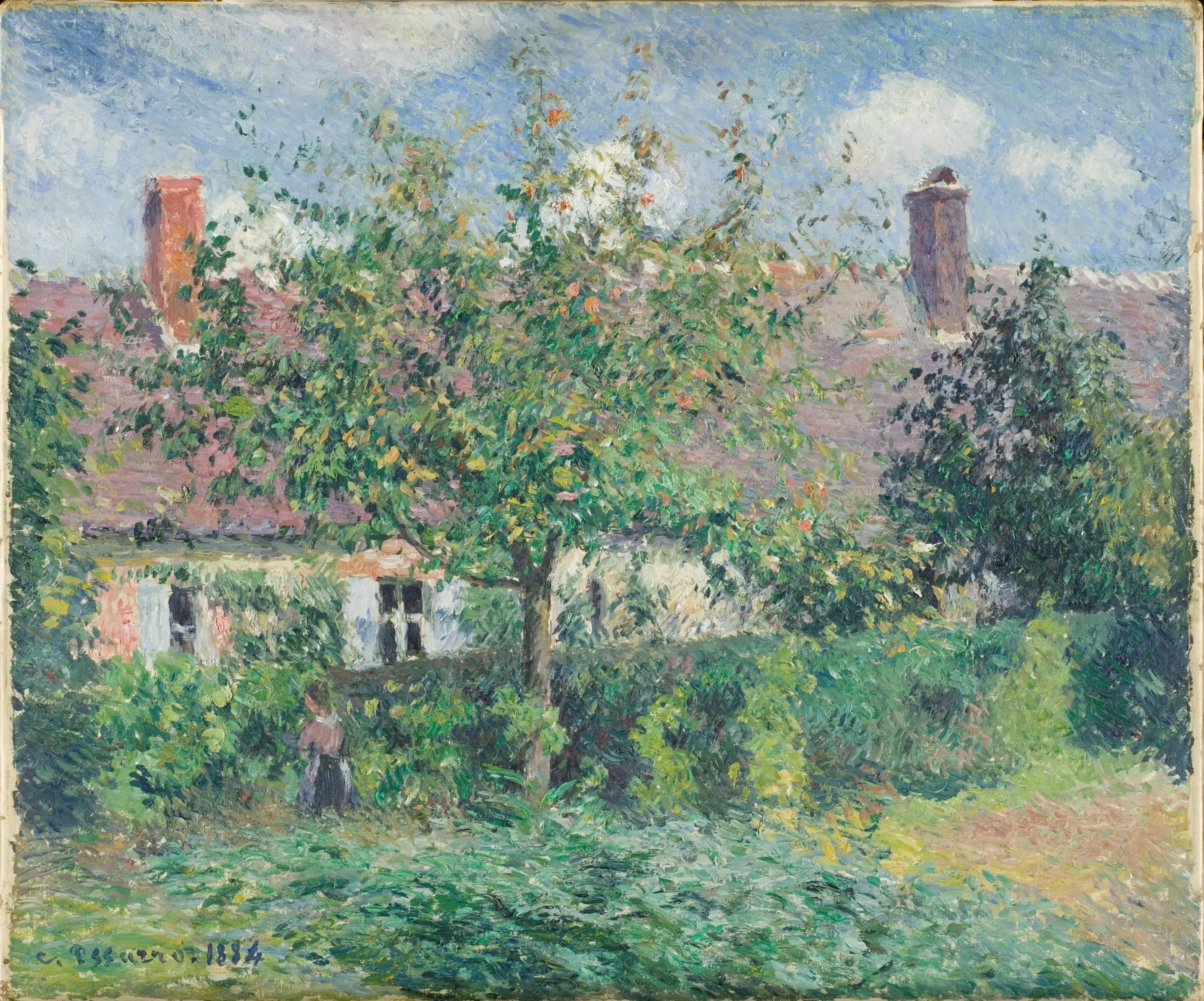 Reproduction du tableau « Vieilles maisons à Éragny, de Camille Pissarro, 1884 - Camille Pissarro » par Alpha Reproduction en peinture à l’huile