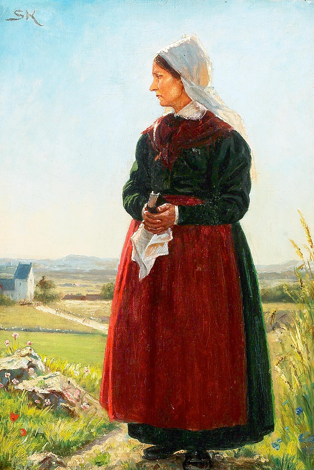 A mulher de um pescador vestida para a igreja. Arildsleje, Suécia. - Peder Severin Krøyer