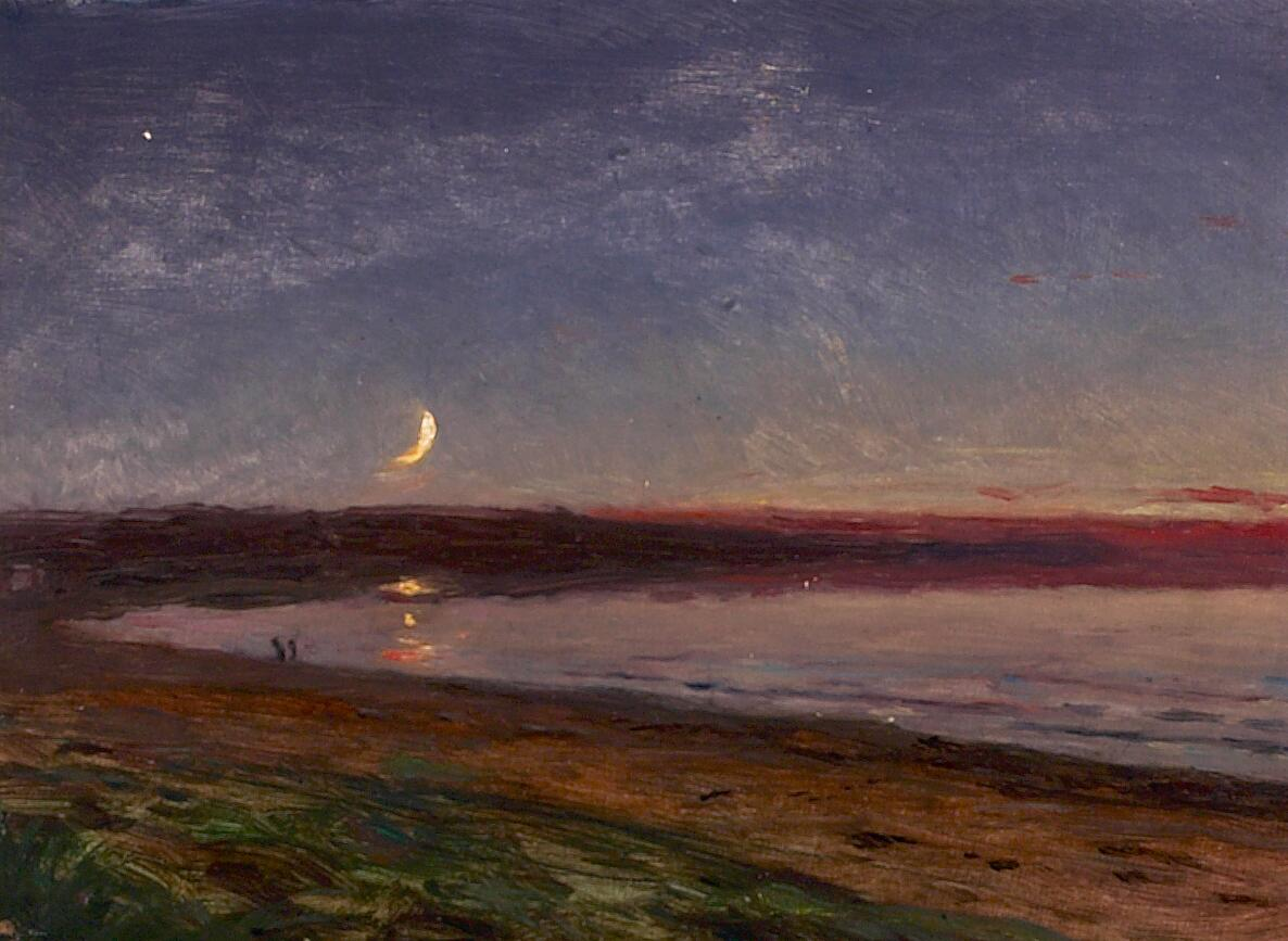 Paysage de plage en soirée avec deux personnages. - Peder Severin Krøyer