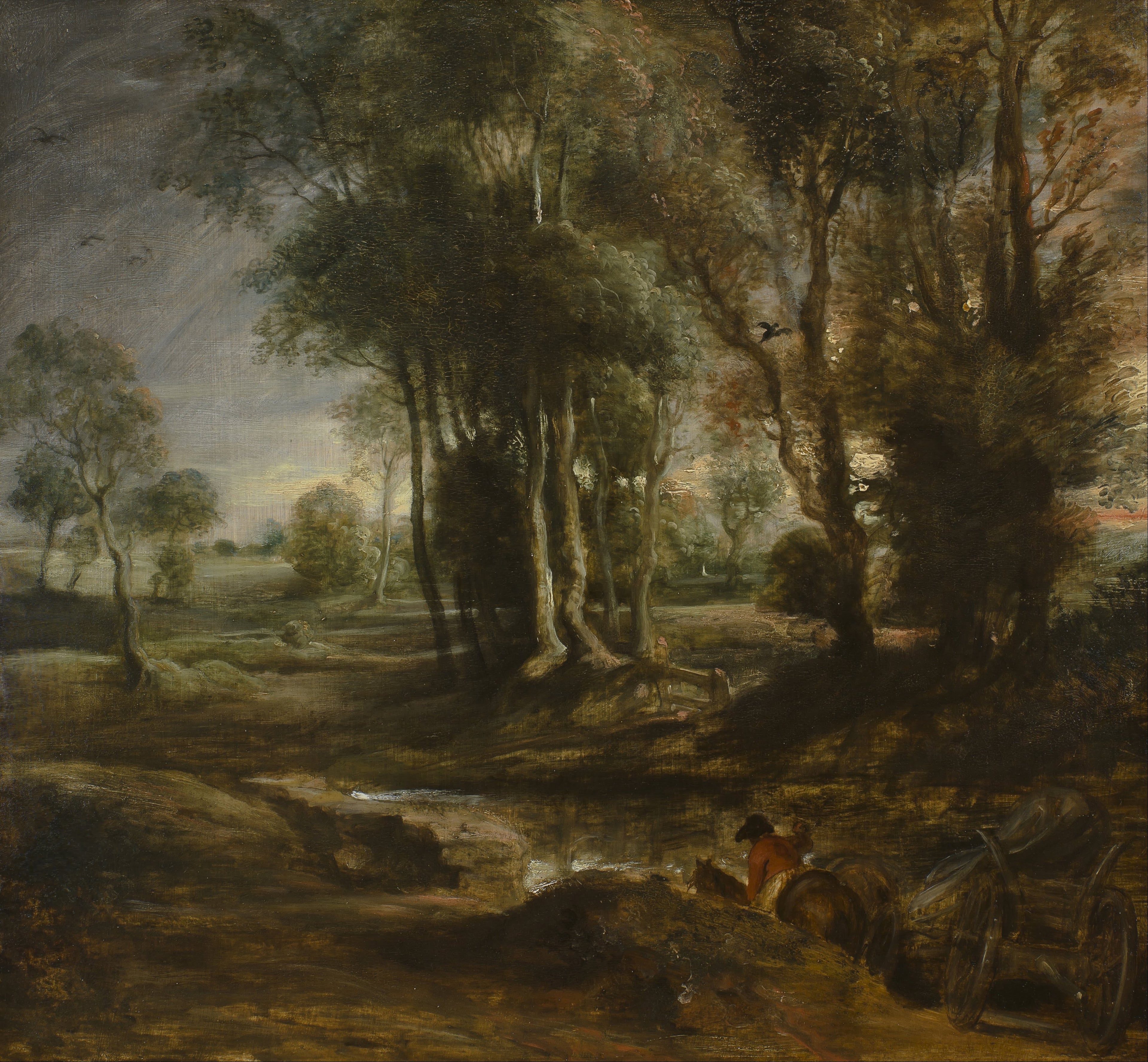 Paysage du soir avec chariot à bois - Peter Paul Rubens