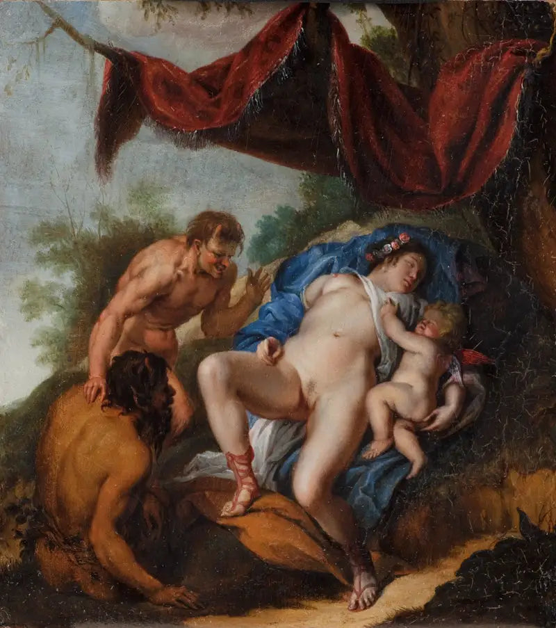 Vênus adormecida com Cupido observado por sátiros - Peter Paul Rubens
