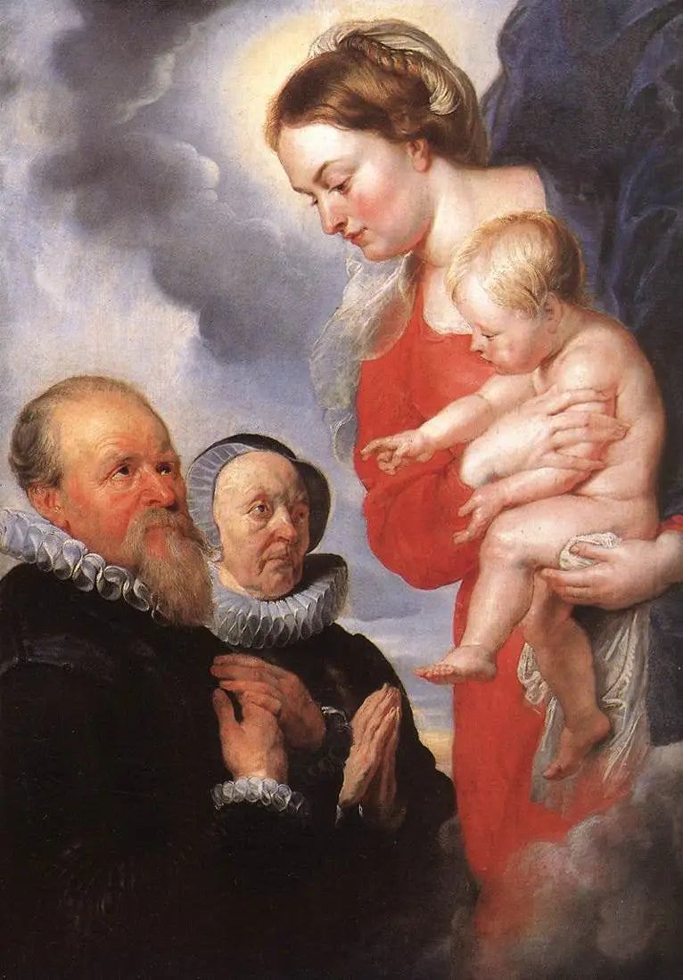 Virgem com o Menino e retratos dos doadores. Alexandre Goubau e sua esposa Anne Antoni - Peter Paul Rubens