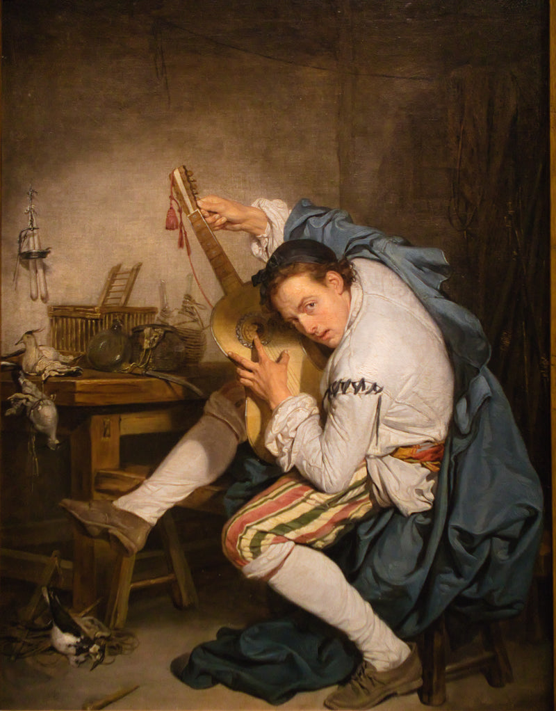 O Guitarrista (O Pássaro-Mordomo). - Jean-Baptiste Greuze