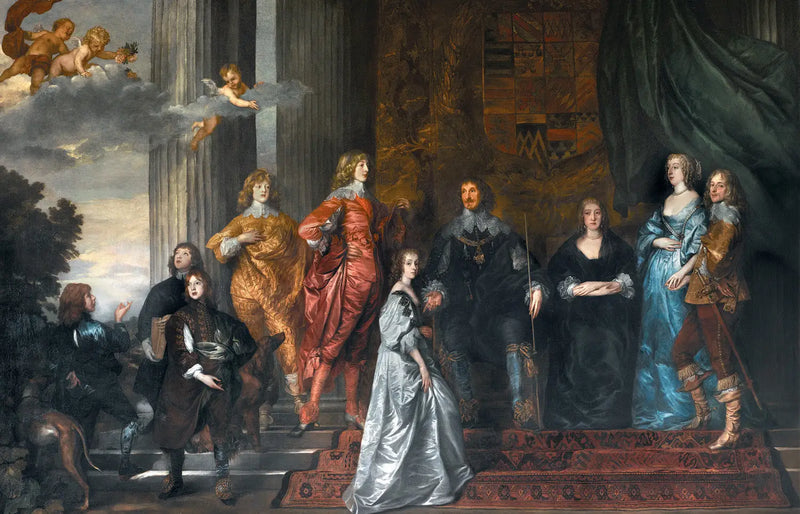 Retrato de Philip Herbert, 4º conde de Pembroke, de sua segunda esposa Lady Anne Clifford, 14ª baronesa de Clifford, e de seus filhos sobreviventes do primeiro casamento, e de Lady Mary Villiers - Antoine van Dyck