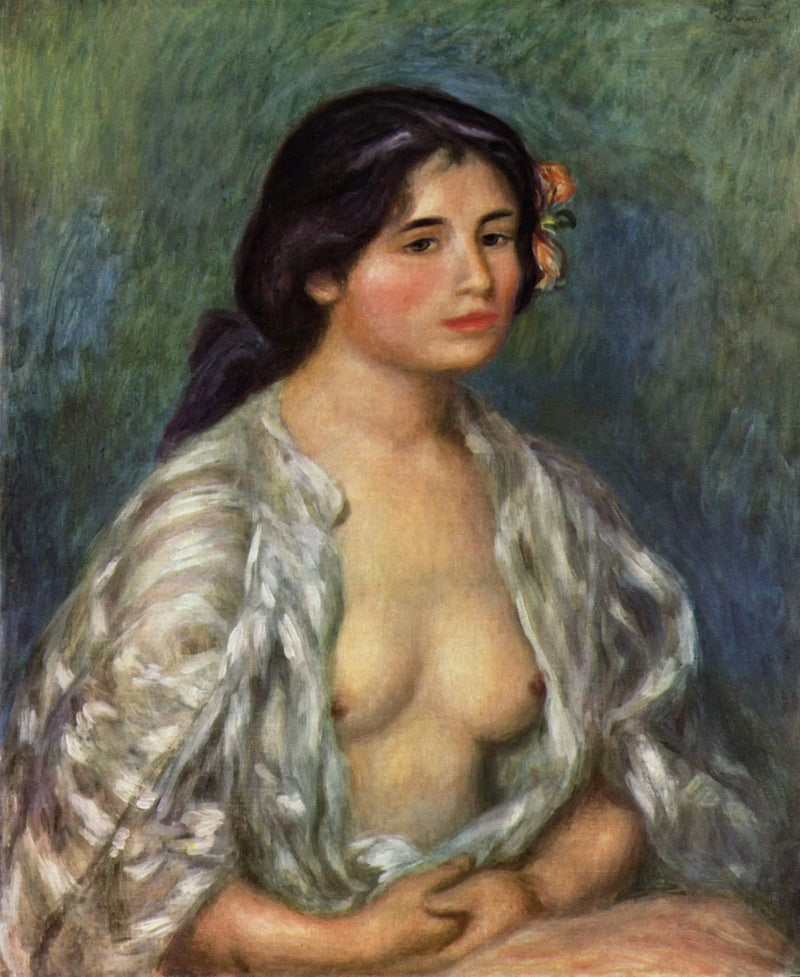 Gabrielle com a camisa aberta - Pierre-Auguste Renoir