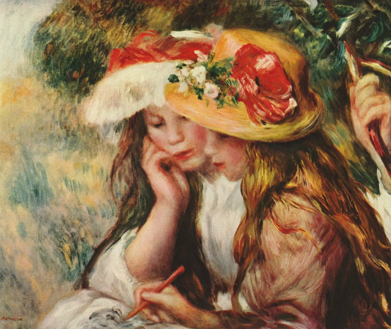 Meninas desenhando - Pierre-Auguste Renoir