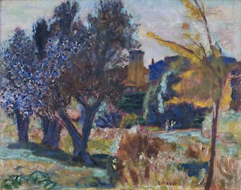 Paisagem com oliveiras e uma capela - Pierre Bonnard