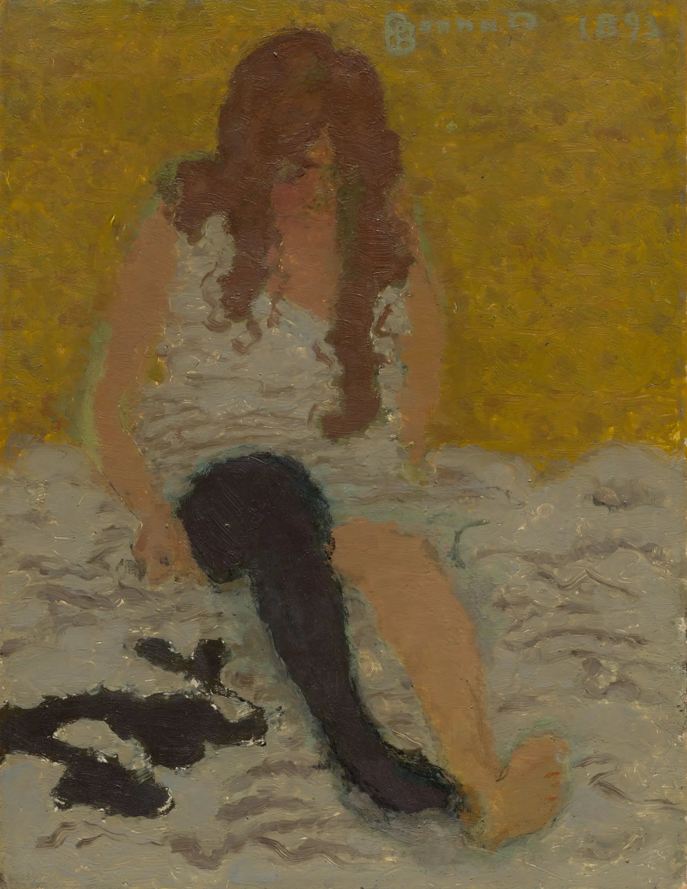 Reproduction du tableau « Femme enfilant ses bas - Pierre Bonnard » par Alpha Reproduction en peinture à l’huile