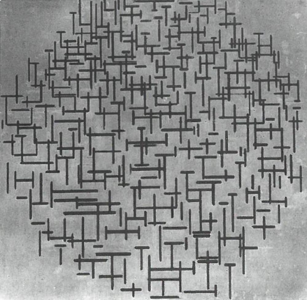 Reproduction du tableau « Composition en ligne - Piet Mondrian » par Alpha Reproduction en peinture à l’huile