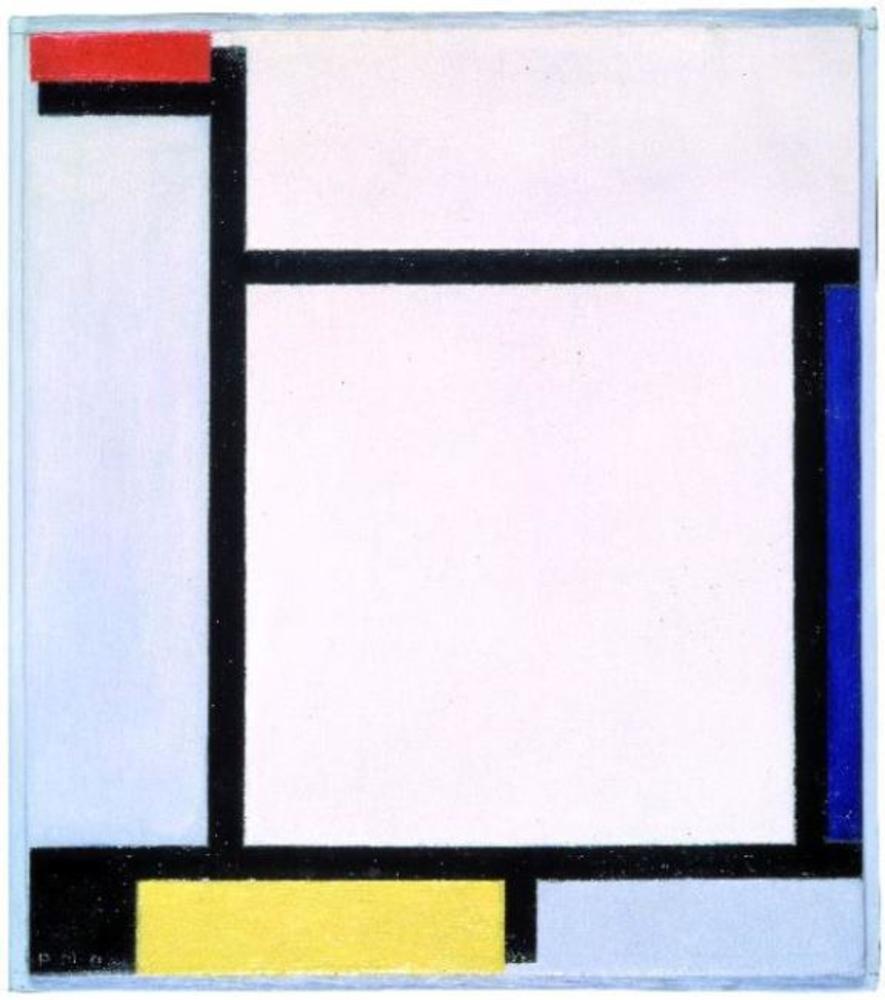 Reproduction du tableau « Composition avec du rouge, du bleu, du noir, du jaune et du gris - Piet Mondrian » par Alpha Reproduction en peinture à l’huile