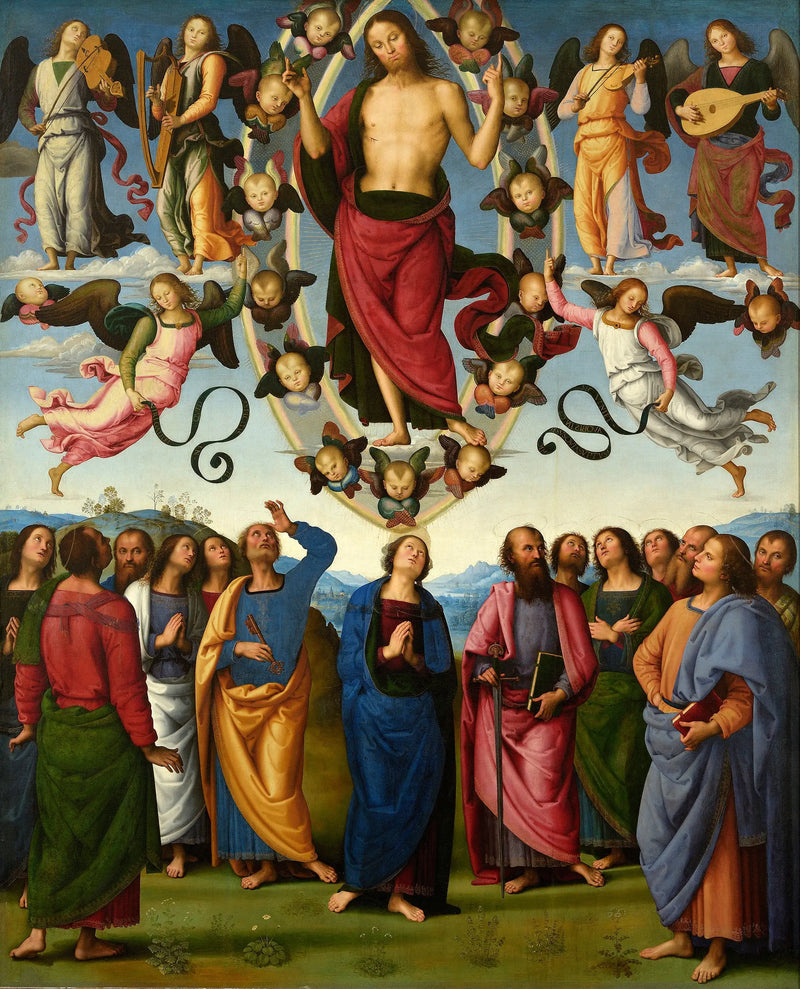 A Ascensão de Cristo na presença da Virgem e dos apóstolos - Pietro Perugino