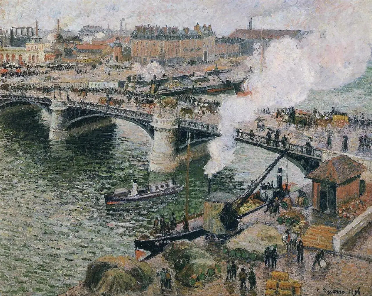 Reproduction du tableau « Le Pont Boieldieu à Rouen - Camille Pissarro » par Alpha Reproduction en peinture à l’huile
