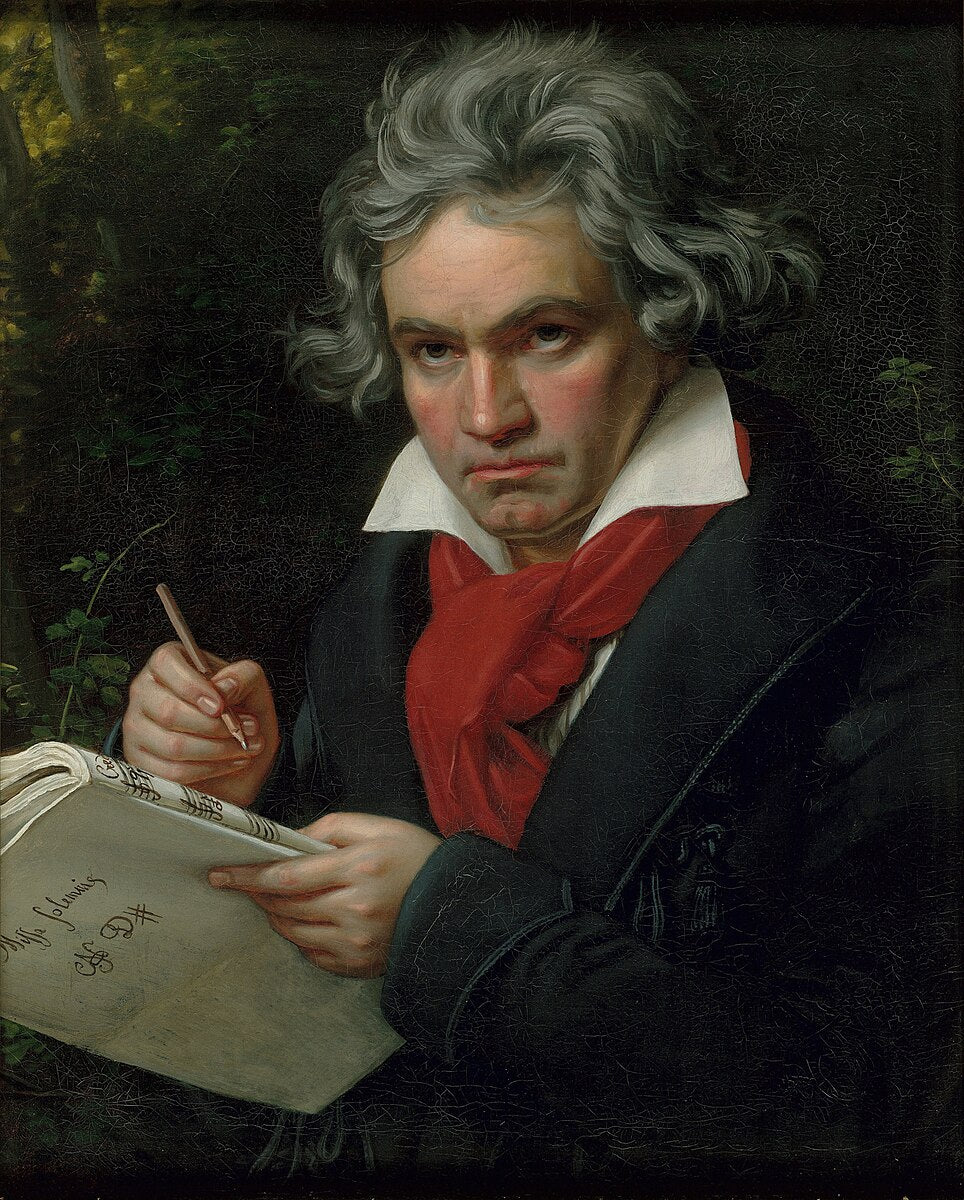 Retrato de Beethoven compondo a Missa Solemnis, realizado em 1820 por Joseph Karl Stiele