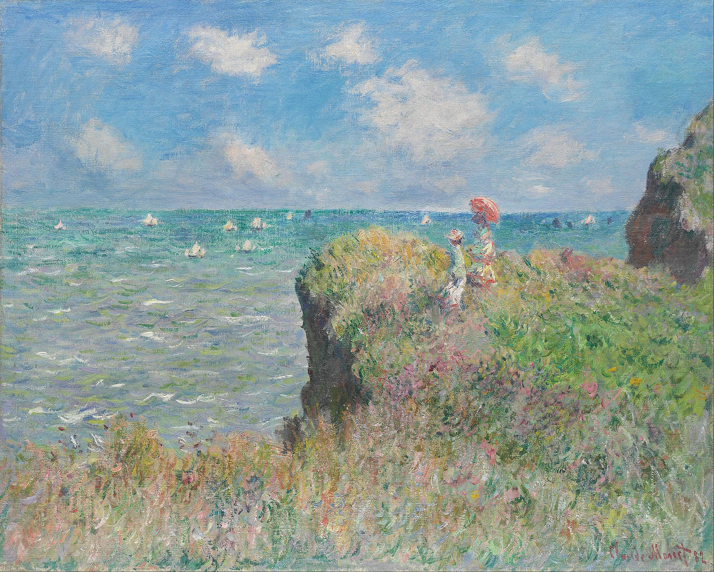 🎨 Passeio na Falésia em Pourville – Claude Monet, 1882