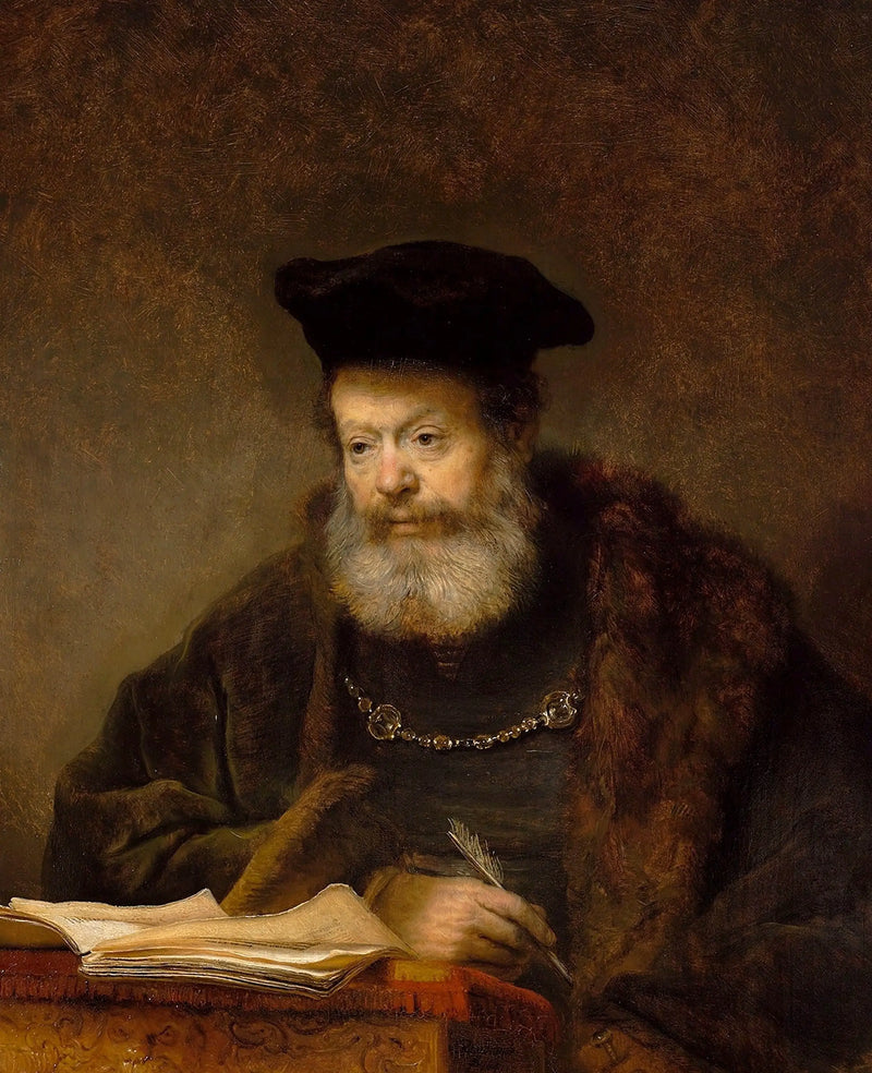 Erudito em sua mesa de trabalho - Rembrandt