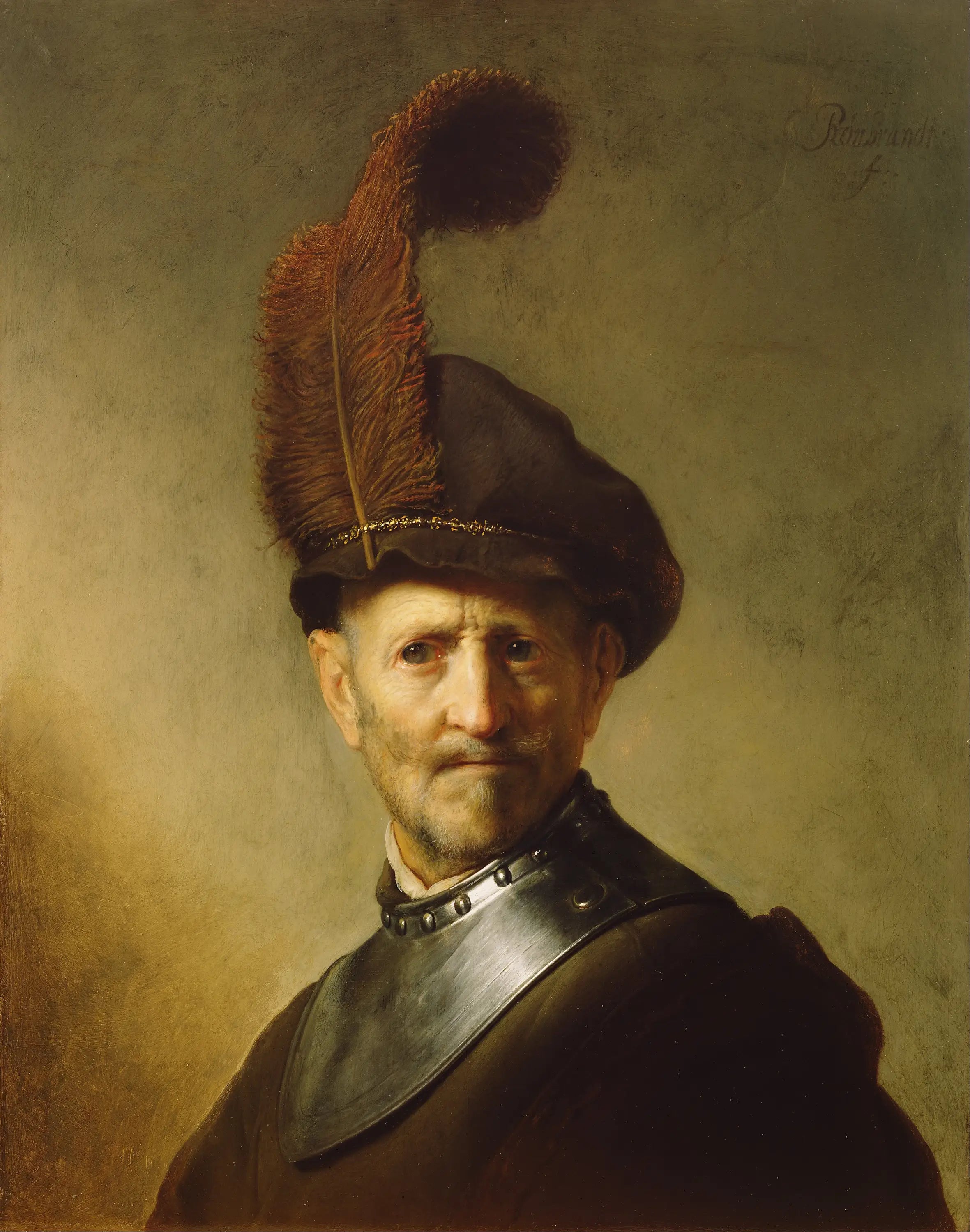 Reproduction du tableau « Vieil Homme en costume militaire - Rembrandt » par Alpha Reproduction en peinture à l’huile
