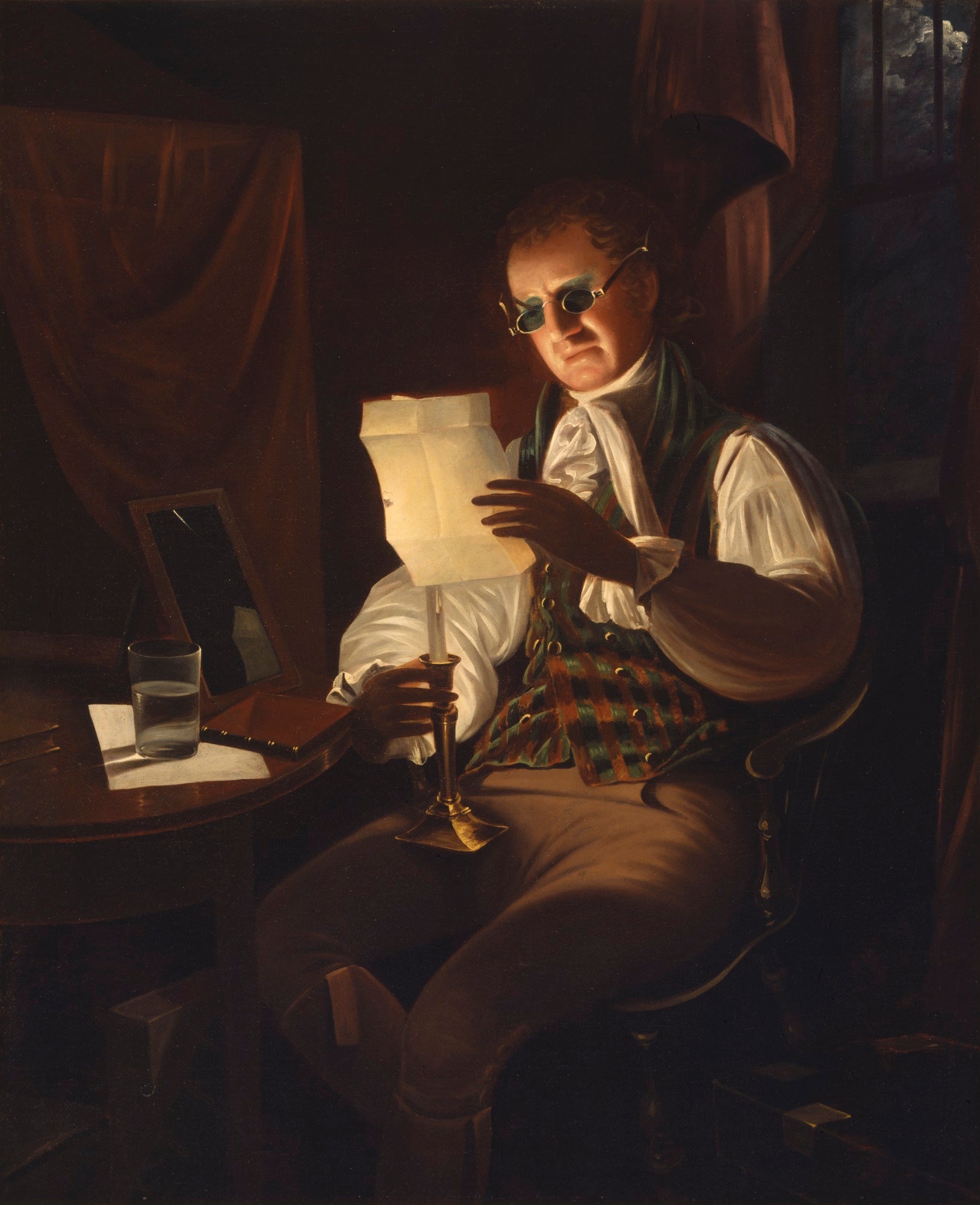 Homme lisant à la lueur des bougies - Rembrandt Peale